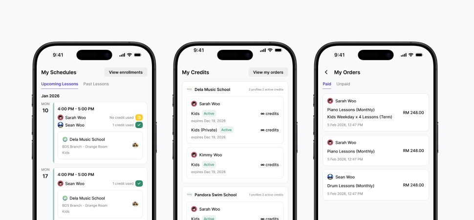 K3LAS app portal showing student and family account information